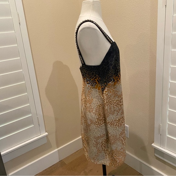 Animale Brazil Silk Slip Mini Dress Animal Print Beads Low Back Lined Medium 38 - Picture 3 of 10
